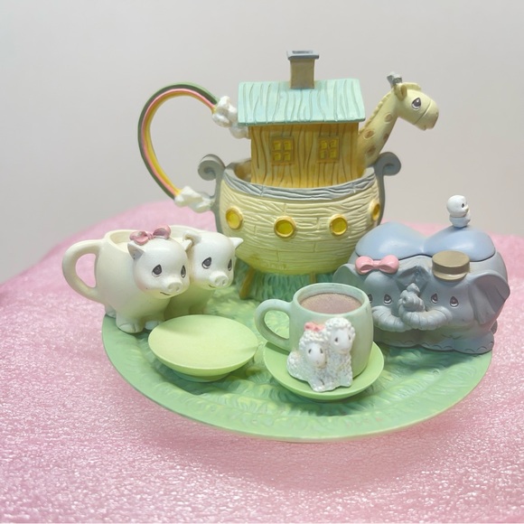 1996 Precious Moments Vintage Noah's Ark Mini Tea Set Collectible Bible Animals - Picture 8 of 10